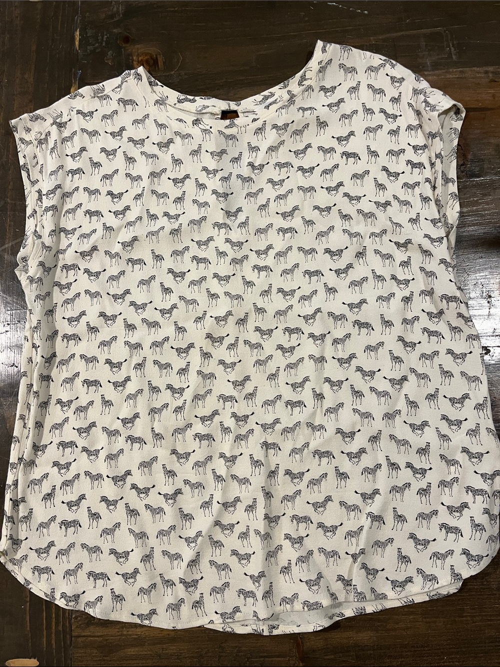 H&M White Blouse with Navy Zebra Print